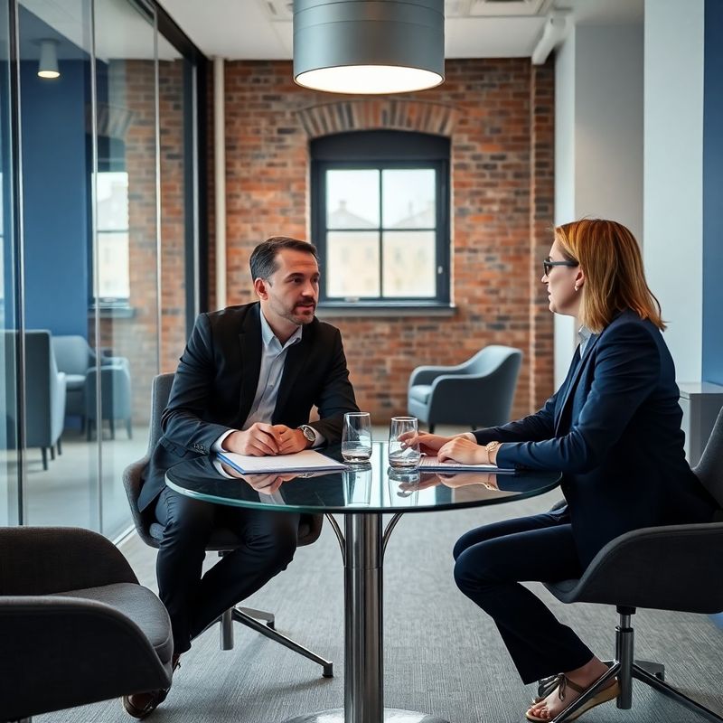 Twee adviseurs in overleg aan een glazen tafel in een modern Eindhovens kantoor
